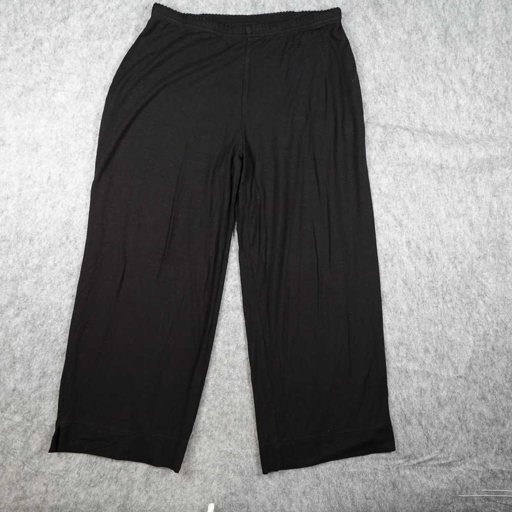 J Jill Pants Women Small Petite Black Stretch Wide Leg Cropped Knit Pull On